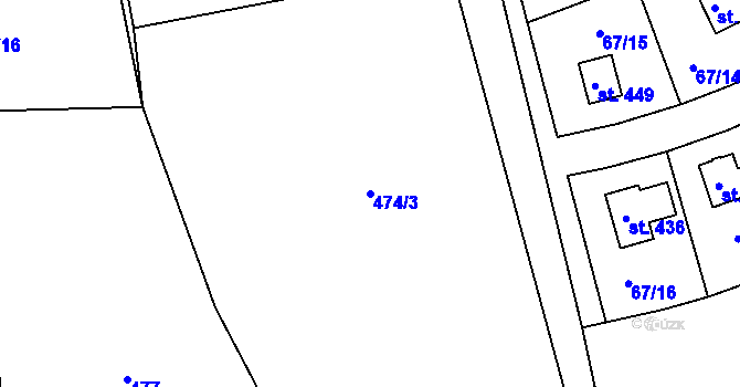 Parcela st. 474/3 v KÚ Broumy, Katastrální mapa