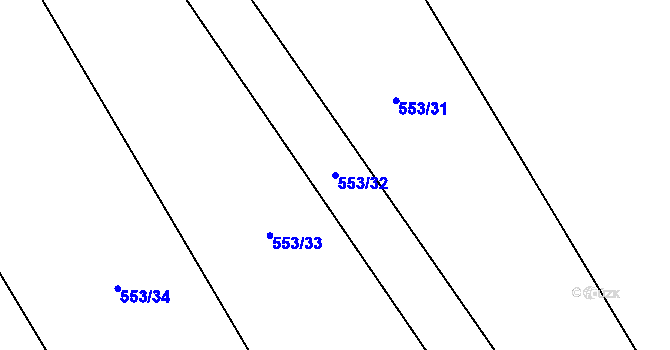 Parcela st. 553/32 v KÚ Broumy, Katastrální mapa