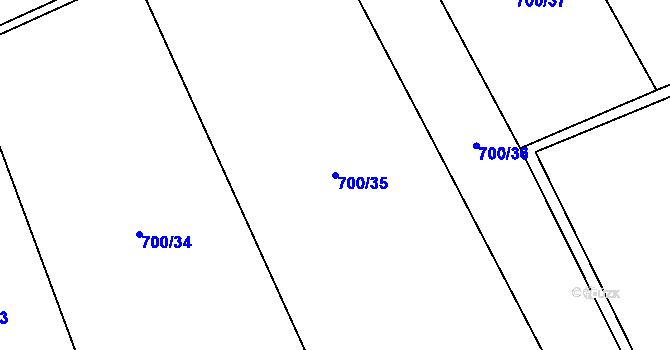 Parcela st. 700/35 v KÚ Broumy, Katastrální mapa