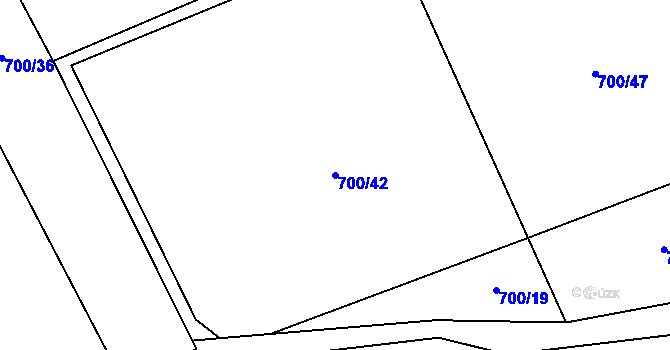 Parcela st. 700/42 v KÚ Broumy, Katastrální mapa