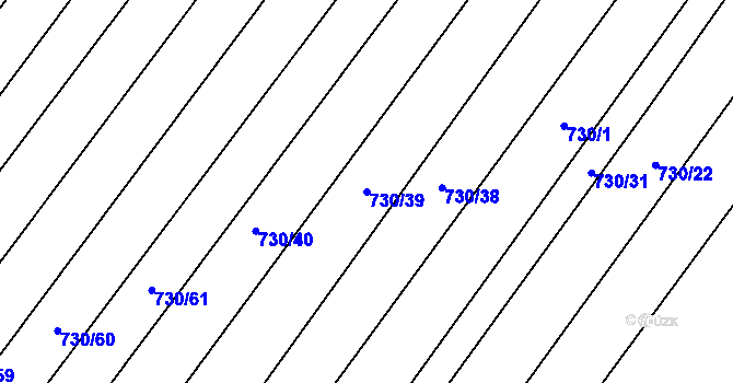 Parcela st. 730/39 v KÚ Broumy, Katastrální mapa