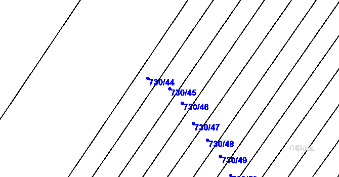Parcela st. 730/45 v KÚ Broumy, Katastrální mapa