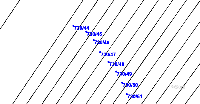 Parcela st. 730/47 v KÚ Broumy, Katastrální mapa
