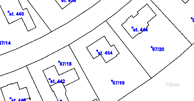 Parcela st. 454 v KÚ Broumy, Katastrální mapa