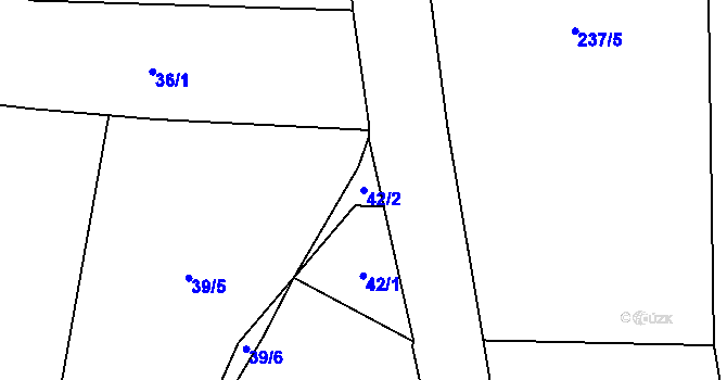 Parcela st. 42/2 v KÚ Broumy, Katastrální mapa