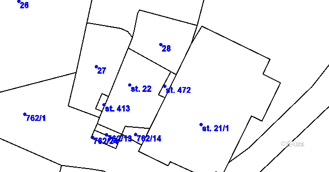 Parcela st. 472 v KÚ Broumy, Katastrální mapa