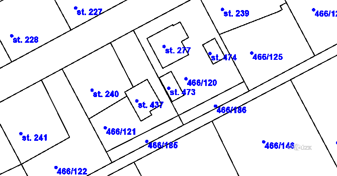 Parcela st. 473 v KÚ Broumy, Katastrální mapa