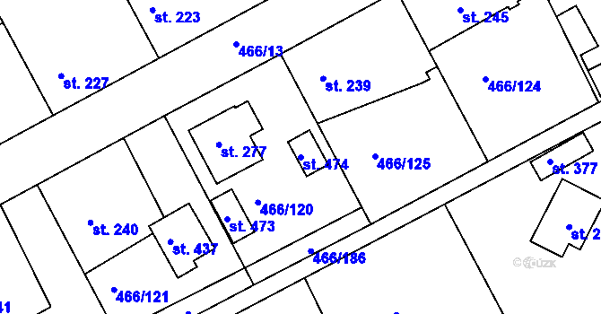 Parcela st. 474 v KÚ Broumy, Katastrální mapa
