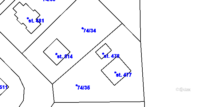 Parcela st. 478 v KÚ Broumy, Katastrální mapa