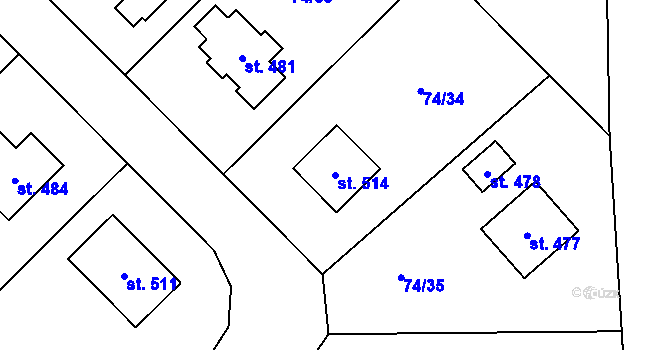 Parcela st. 514 v KÚ Broumy, Katastrální mapa