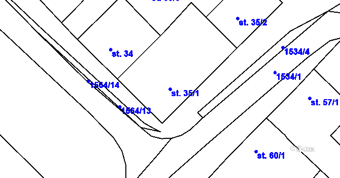 Parcela st. 35/1 v KÚ Brozany nad Ohří, Katastrální mapa