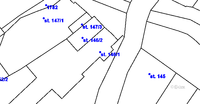 Parcela st. 146/1 v KÚ Brozany nad Ohří, Katastrální mapa