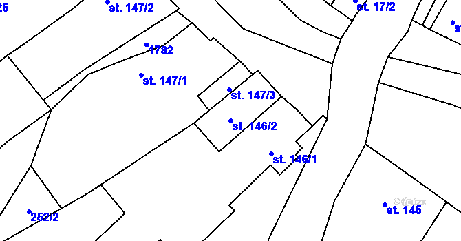 Parcela st. 146/2 v KÚ Brozany nad Ohří, Katastrální mapa