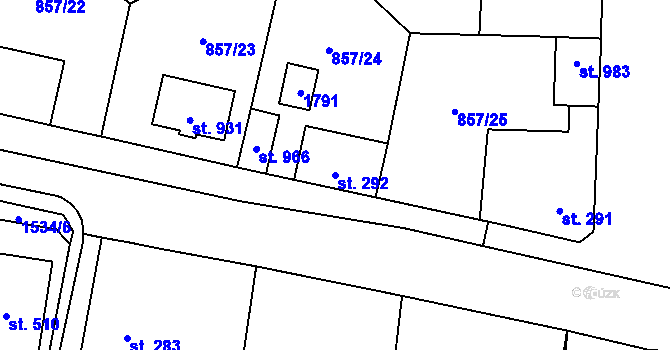 Parcela st. 292 v KÚ Brozany nad Ohří, Katastrální mapa