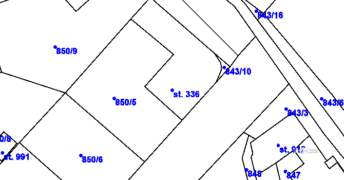 Parcela st. 336 v KÚ Brozany nad Ohří, Katastrální mapa