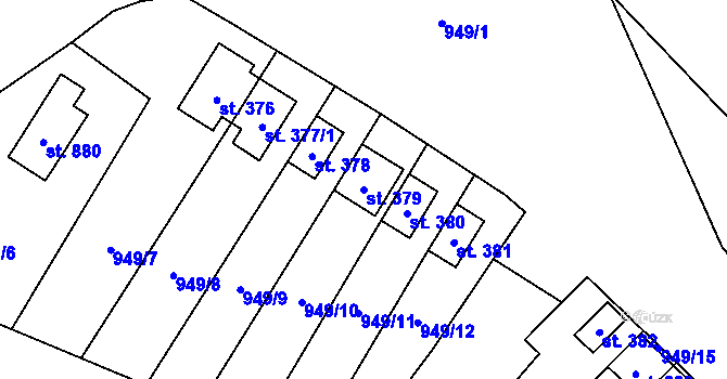 Parcela st. 379 v KÚ Brozany nad Ohří, Katastrální mapa