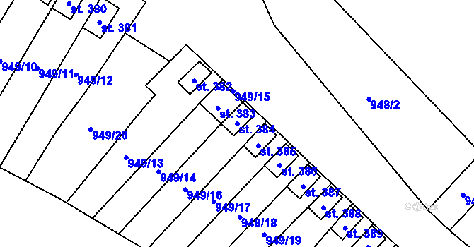 Parcela st. 384 v KÚ Brozany nad Ohří, Katastrální mapa