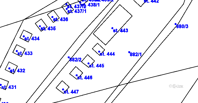 Parcela st. 444 v KÚ Brozany nad Ohří, Katastrální mapa