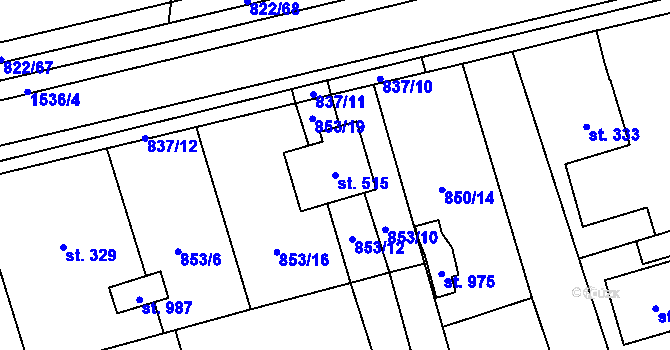 Parcela st. 515 v KÚ Brozany nad Ohří, Katastrální mapa