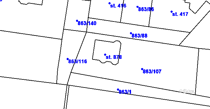 Parcela st. 878 v KÚ Brozany nad Ohří, Katastrální mapa