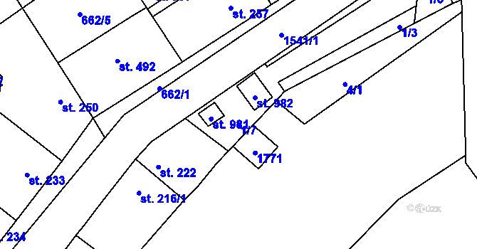 Parcela st. 1/7 v KÚ Brozany nad Ohří, Katastrální mapa