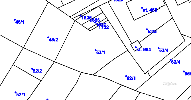 Parcela st. 53/1 v KÚ Brozany nad Ohří, Katastrální mapa
