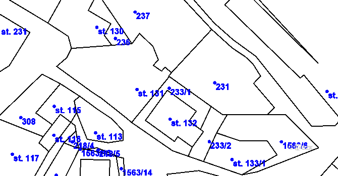 Parcela st. 233/1 v KÚ Brozany nad Ohří, Katastrální mapa