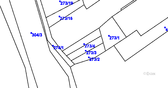 Parcela st. 273/4 v KÚ Brozany nad Ohří, Katastrální mapa
