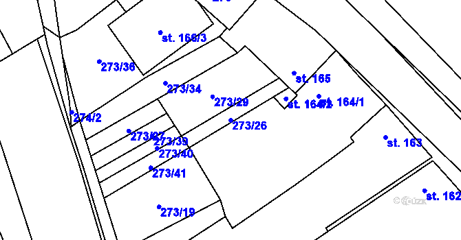 Parcela st. 273/26 v KÚ Brozany nad Ohří, Katastrální mapa