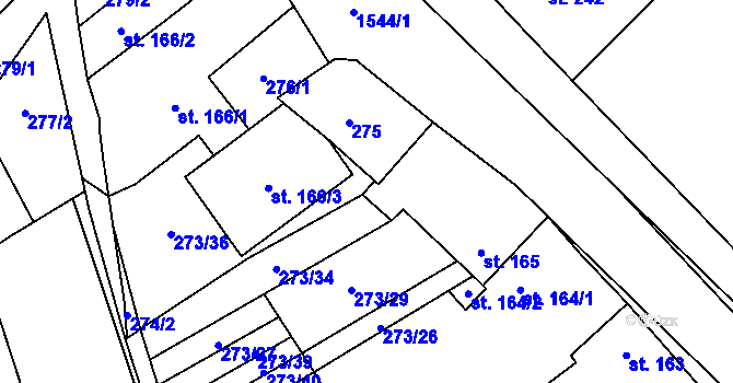Parcela st. 273/38 v KÚ Brozany nad Ohří, Katastrální mapa