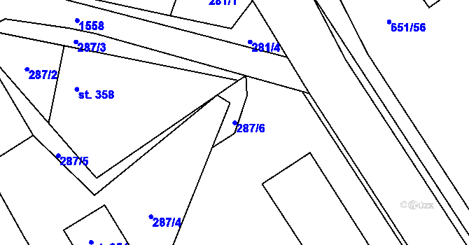 Parcela st. 287/6 v KÚ Brozany nad Ohří, Katastrální mapa