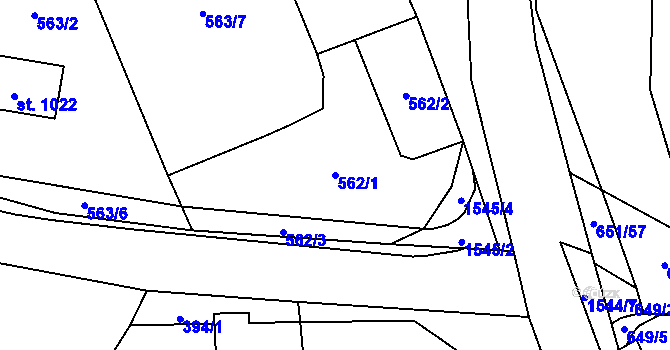 Parcela st. 562/1 v KÚ Brozany nad Ohří, Katastrální mapa