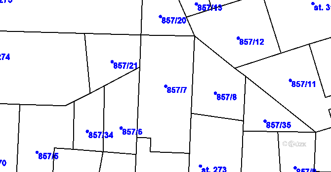 Parcela st. 857/7 v KÚ Brozany nad Ohří, Katastrální mapa