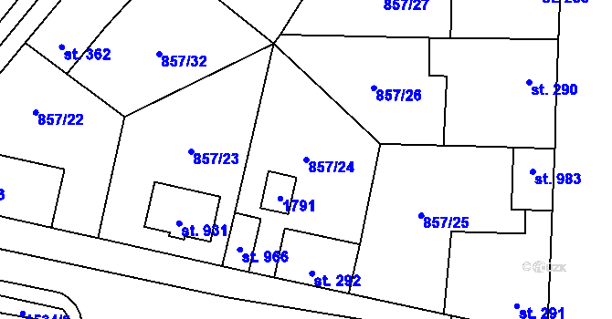 Parcela st. 857/24 v KÚ Brozany nad Ohří, Katastrální mapa