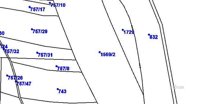 Parcela st. 1569/2 v KÚ Brozany nad Ohří, Katastrální mapa