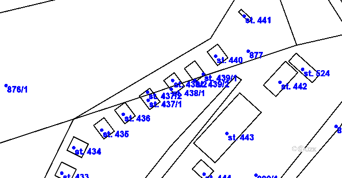 Parcela st. 438/1 v KÚ Brozany nad Ohří, Katastrální mapa