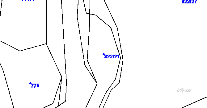 Parcela st. 822/21 v KÚ Brozany nad Ohří, Katastrální mapa