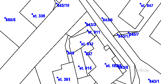Parcela st. 912 v KÚ Brozany nad Ohří, Katastrální mapa