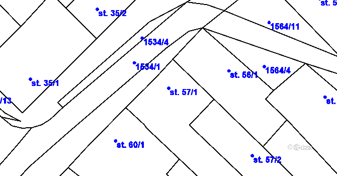 Parcela st. 57/1 v KÚ Brozany nad Ohří, Katastrální mapa