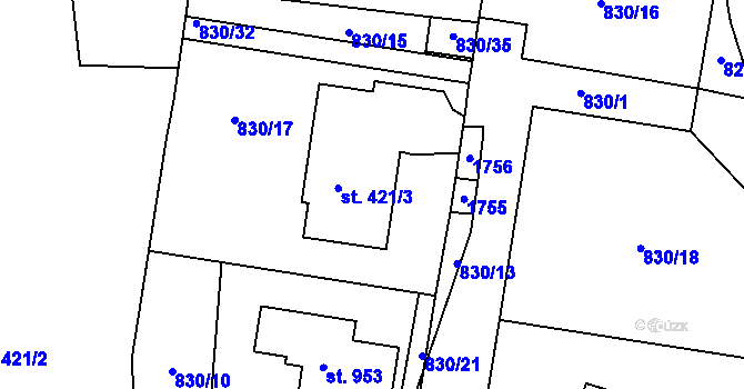 Parcela st. 303/2 v KÚ Brozany nad Ohří, Katastrální mapa