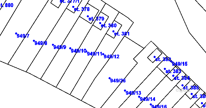 Parcela st. 949/12 v KÚ Brozany nad Ohří, Katastrální mapa