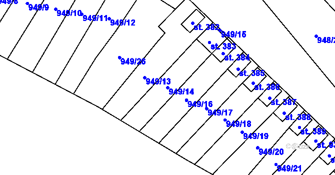 Parcela st. 949/14 v KÚ Brozany nad Ohří, Katastrální mapa