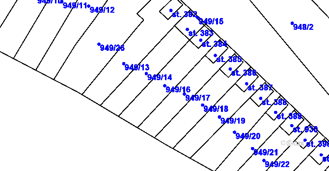 Parcela st. 949/16 v KÚ Brozany nad Ohří, Katastrální mapa