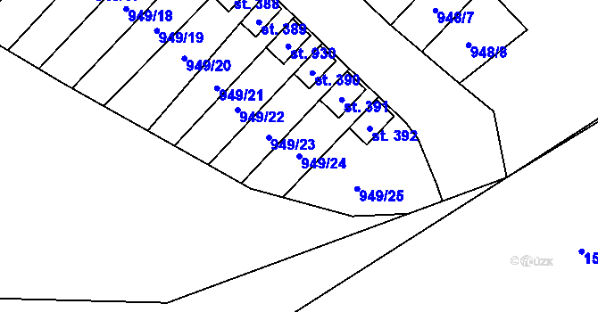 Parcela st. 949/24 v KÚ Brozany nad Ohří, Katastrální mapa