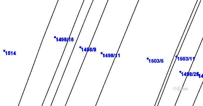 Parcela st. 1498/11 v KÚ Brozany nad Ohří, Katastrální mapa