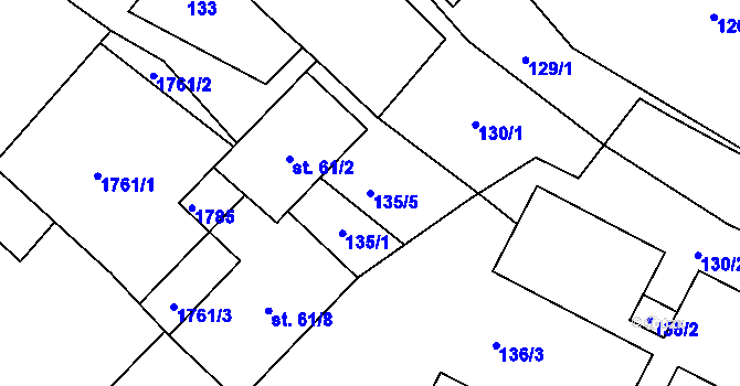 Parcela st. 135/5 v KÚ Brozany nad Ohří, Katastrální mapa