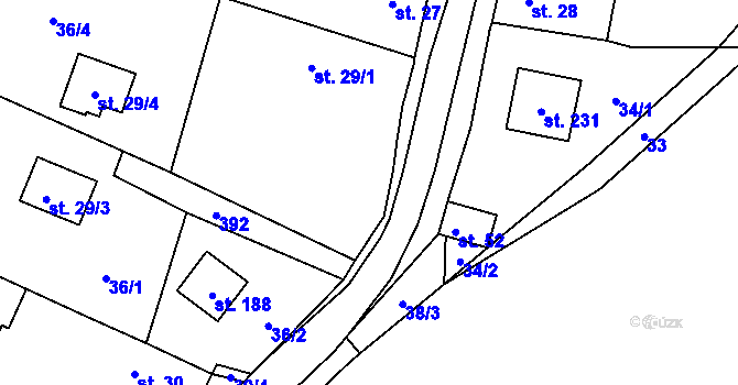 Parcela st. 29/2 v KÚ Hostěnice u Brozan, Katastrální mapa