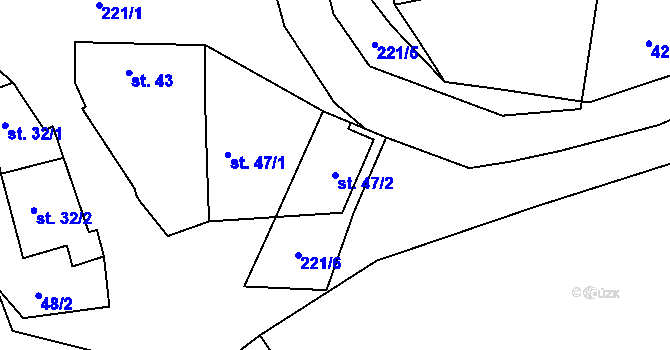Parcela st. 47/2 v KÚ Hostěnice u Brozan, Katastrální mapa
