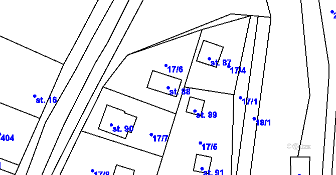 Parcela st. 88 v KÚ Hostěnice u Brozan, Katastrální mapa