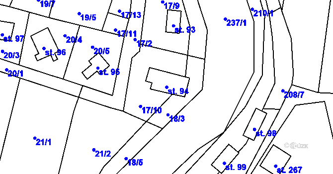 Parcela st. 94 v KÚ Hostěnice u Brozan, Katastrální mapa